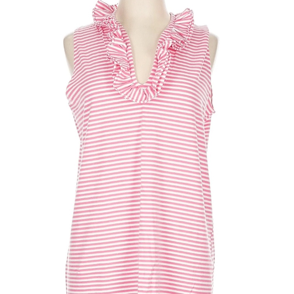Pink Striped Ruffle Mini Dress - Picture 2 of 7